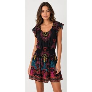Bebe Bohemian Dress Small Artsy Whimsigoth Casual Summer Funky Flowy Beach